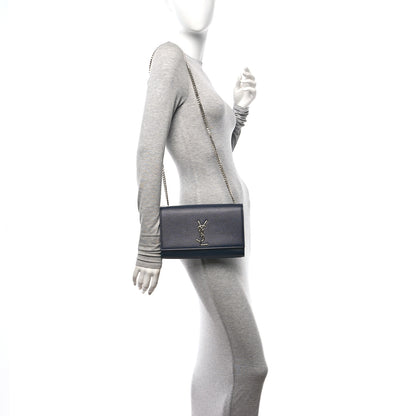 Saint Laurent Grain De Poudre Medium Classic Monogram Kate Satchel Deep Marine 2 of 10