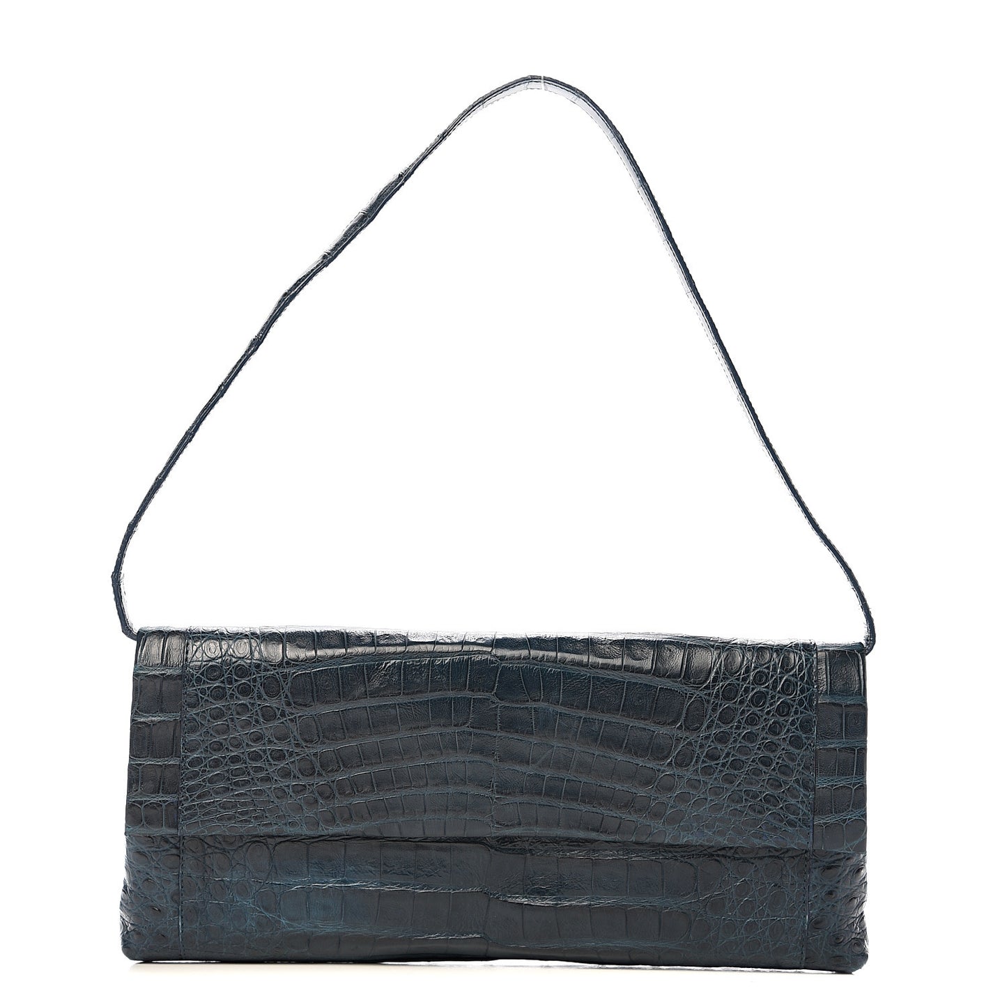Crocodile Gotham Flap Clutch Dark Blue