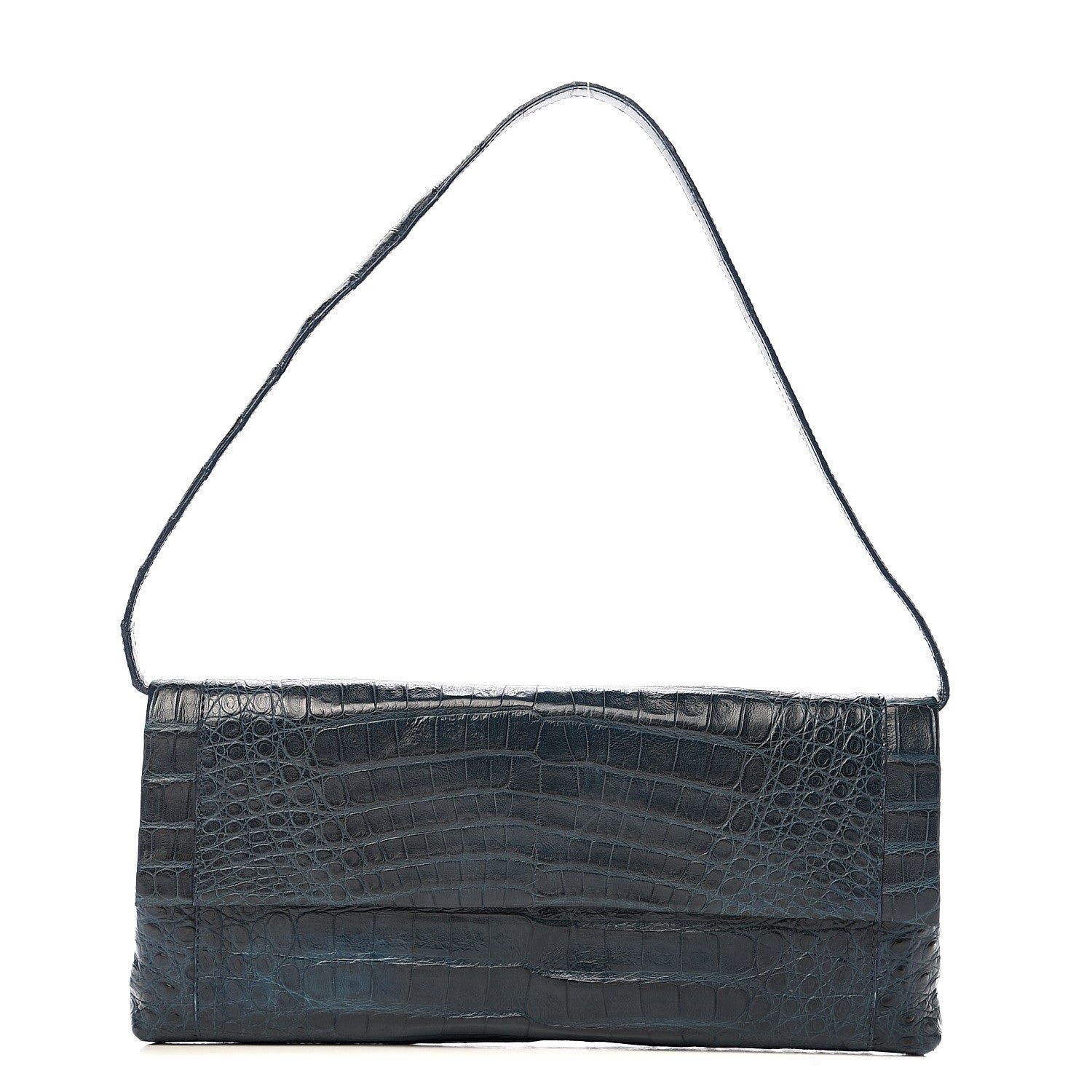 Nancy Gonzalez Crocodile Gotham Flap Clutch Dark Blue 1 of 10