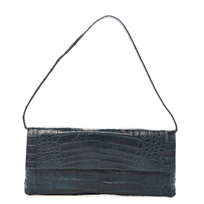 Nancy Gonzalez Crocodile Gotham Flap Clutch Dark Blue 1 of 10