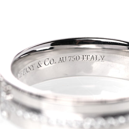 Tiffany 18K White Gold Diamond T Two Narrow Ring 48 4.5 5 of 5