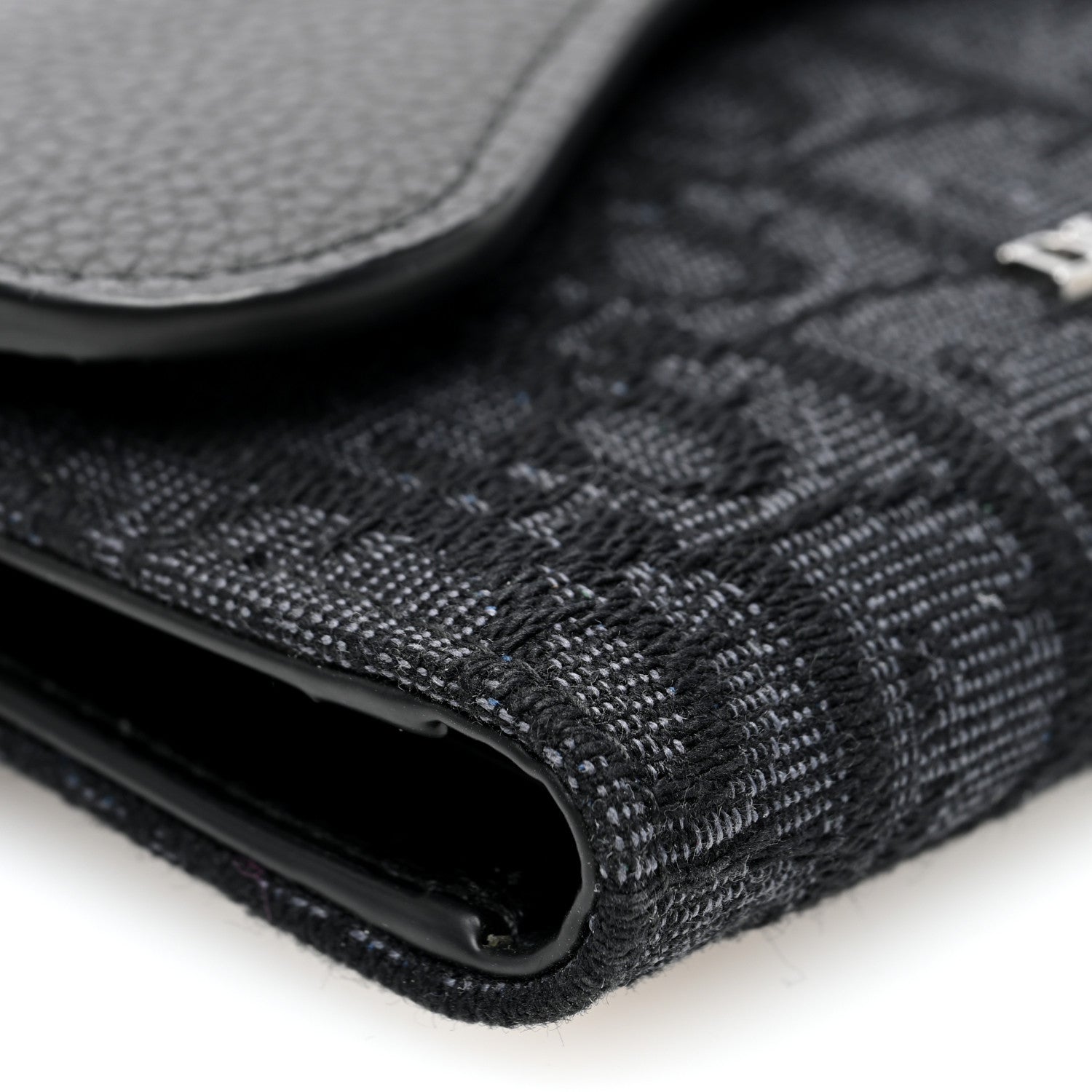 Christian Dior Oblique Jacquard Grained Calfskin Saddle Card Holder On Strap Black 7 of 9
