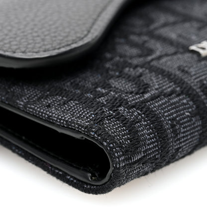 Christian Dior Oblique Jacquard Grained Calfskin Saddle Card Holder On Strap Black 7 of 9