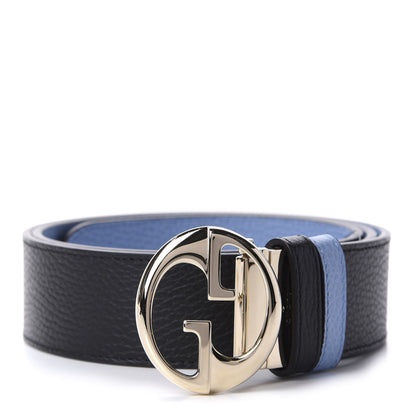 Gucci Dollar Calfskin 1973 Reversible Belt 100 40 Black Mineral Blue 1 of 5