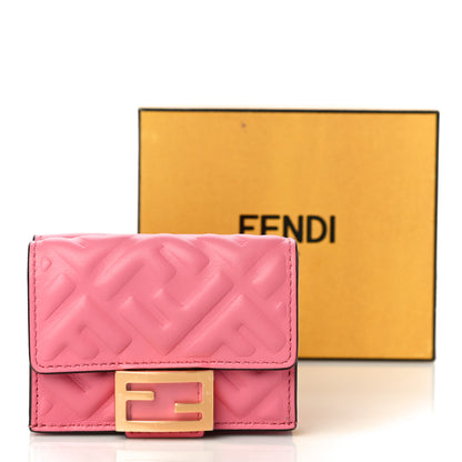Fendi Nappa FF Diagonal Embossed Micro Tri-Fold Wallet Pink 12 of 12