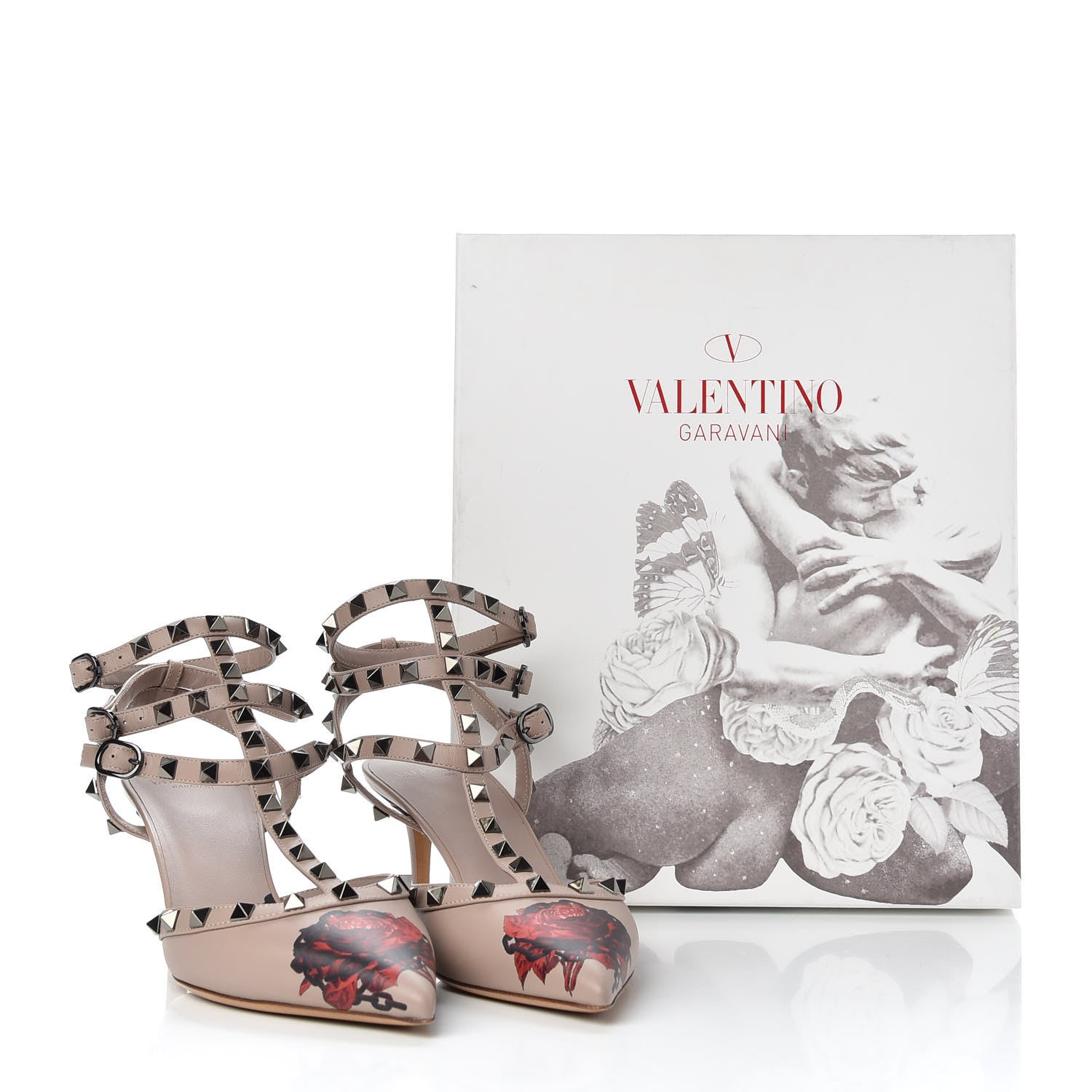 Valentino Garavani X UNDERCOVER Calfskin Rockstud Ankle Strap Low Heel Pumps 39 Poudre 11 of 11