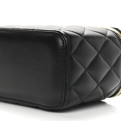 Chanel Lambskin Quilted Pearl Crush Small Vanity Case With Chain Black 9 of 9