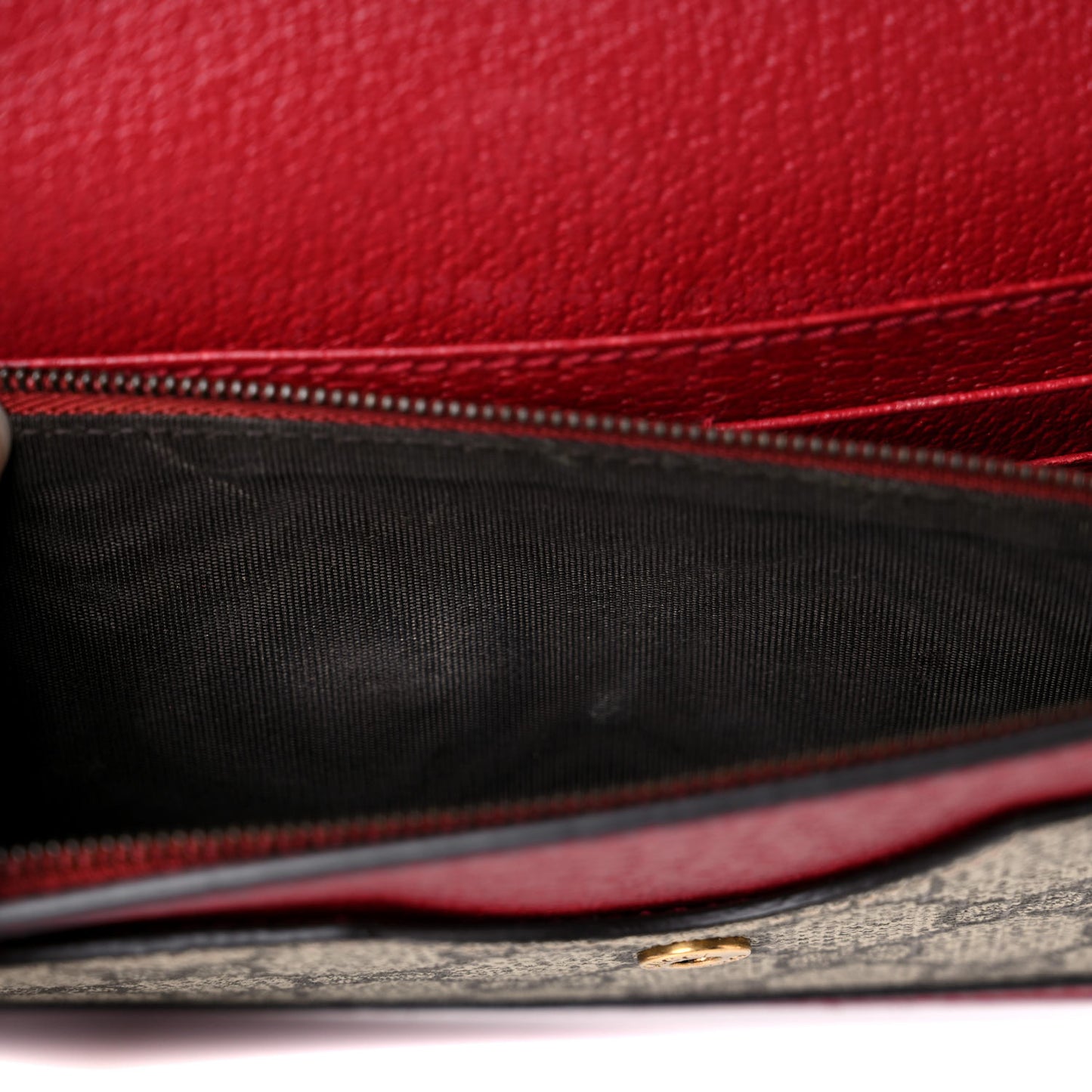 GG Supreme Monogram Web Queen Margaret Chain Wallet Red