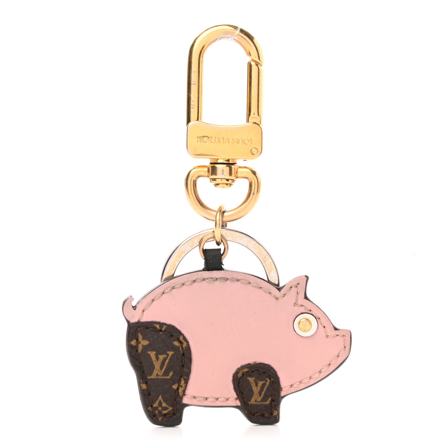 Calfskin Superstition Pig Bag Charm Key Holder Rose