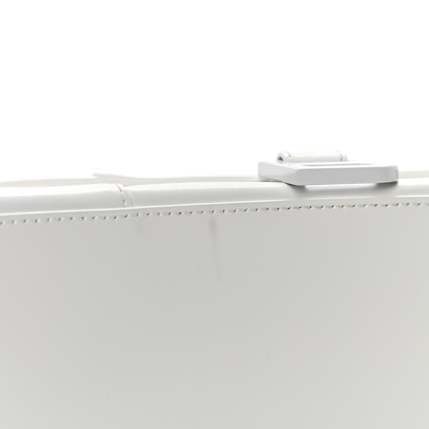 Shiny Box Calfskin Tonal B Small Hourglass Top Handle Bag White