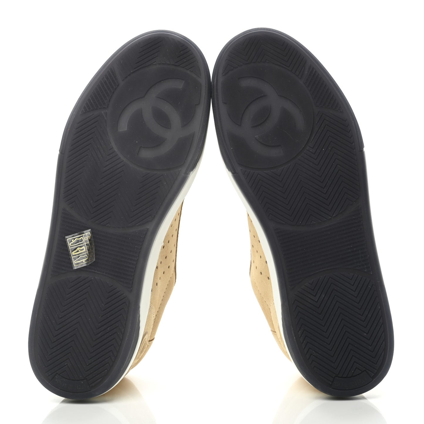 Suede Calfskin Logo Sneakers 41 Beige
