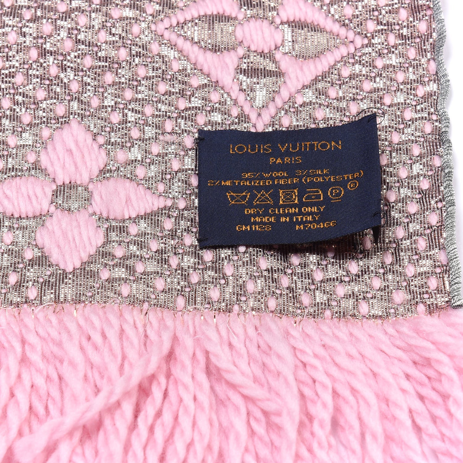 Louis Vuitton Wool Silk Logomania Shine Scarf Pink 4 of 4