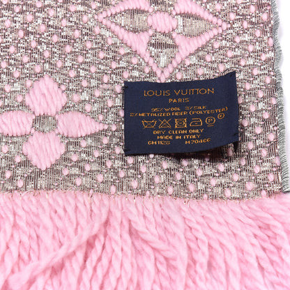Louis Vuitton Wool Silk Logomania Shine Scarf Pink 4 of 4