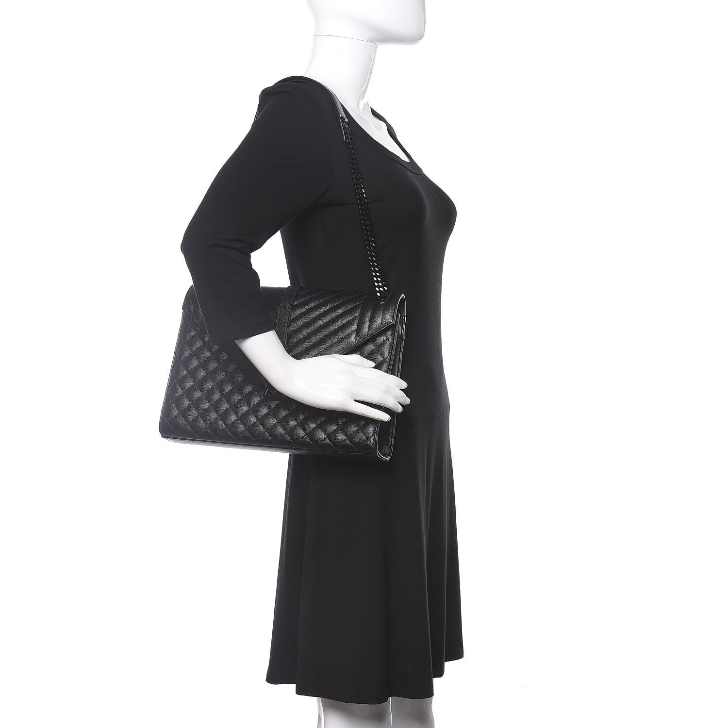 Saint Laurent Grain De Poudre Large Tri-Quilt Monogram Satchel Black 2 of 8