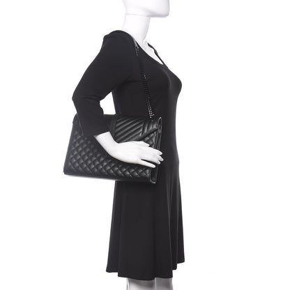 Saint Laurent Grain De Poudre Large Tri-Quilt Monogram Satchel Black 2 of 8