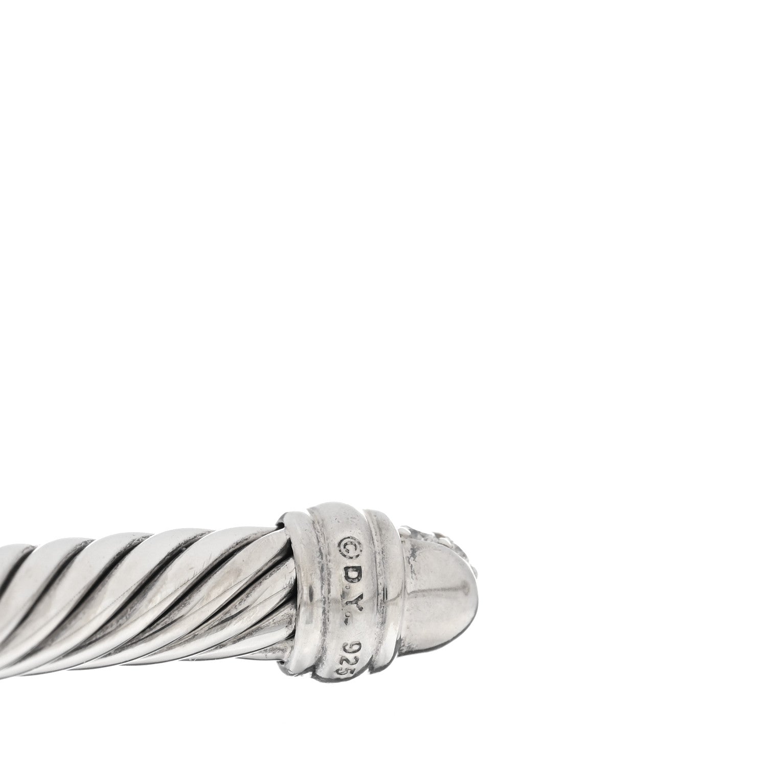 David Yurman Sterling Silver Pave Diamond 5mm Cable Classics Bracelet 3 of 3