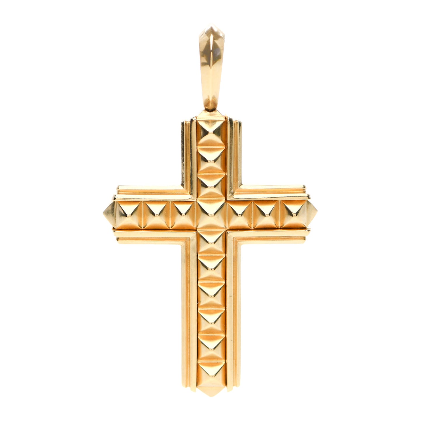 18K Yellow Gold 37mm Pyramid Cross Pendant