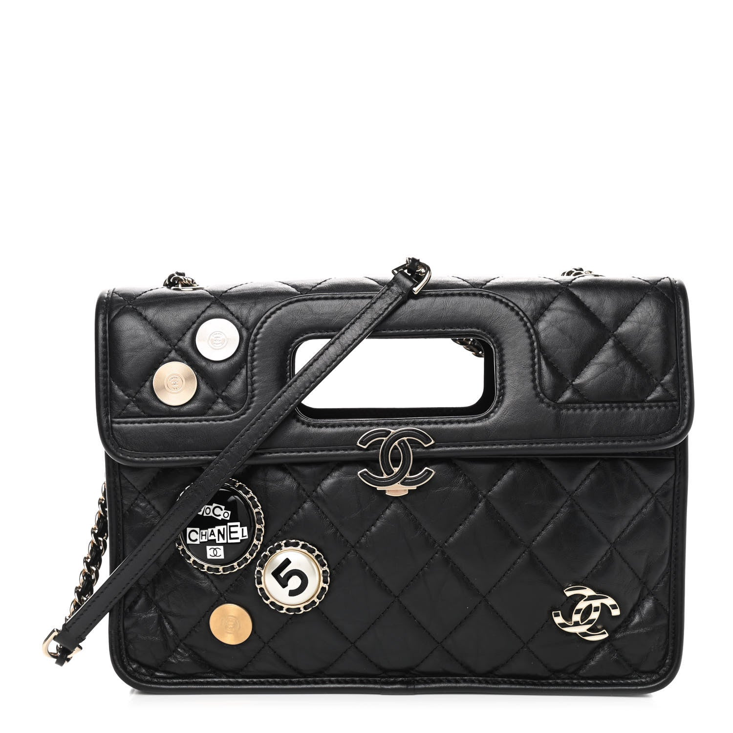 Chanel Aged Calfskin Charms Flap Bag Black 1 of 11