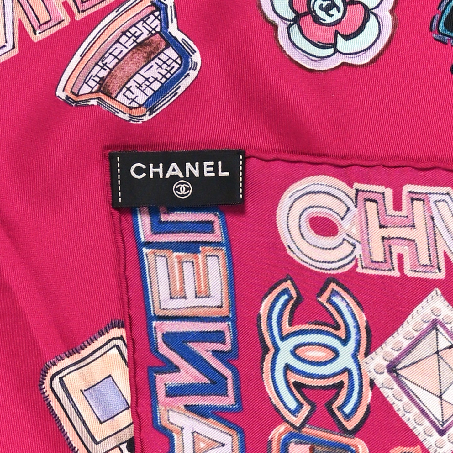 Silk CC Square Scarf Pink Multicolor