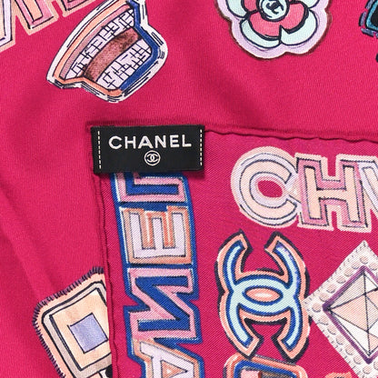 Chanel Silk CC Square Scarf Pink Multicolor 3 of 3