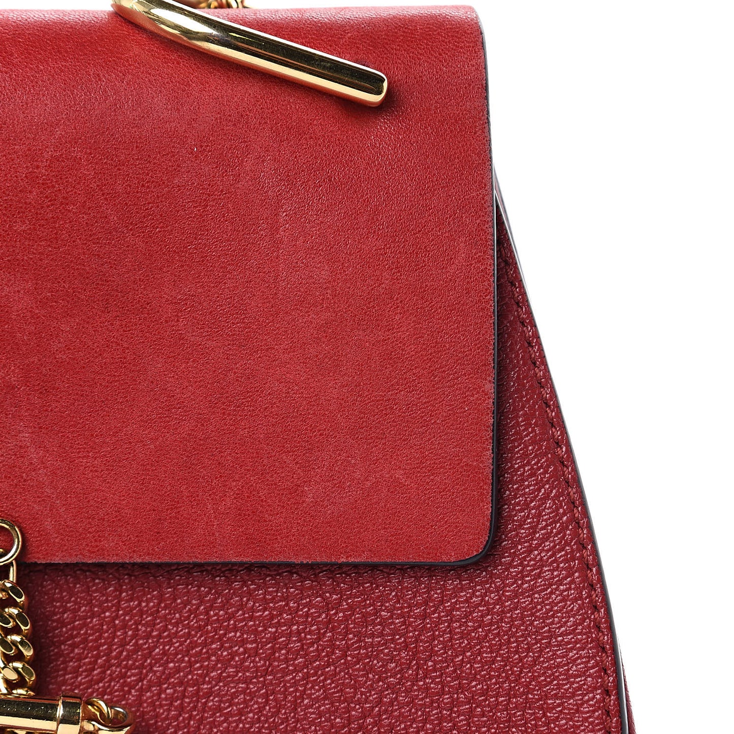 Grained Calfskin Lambskin Drew Shoulder Bag Red