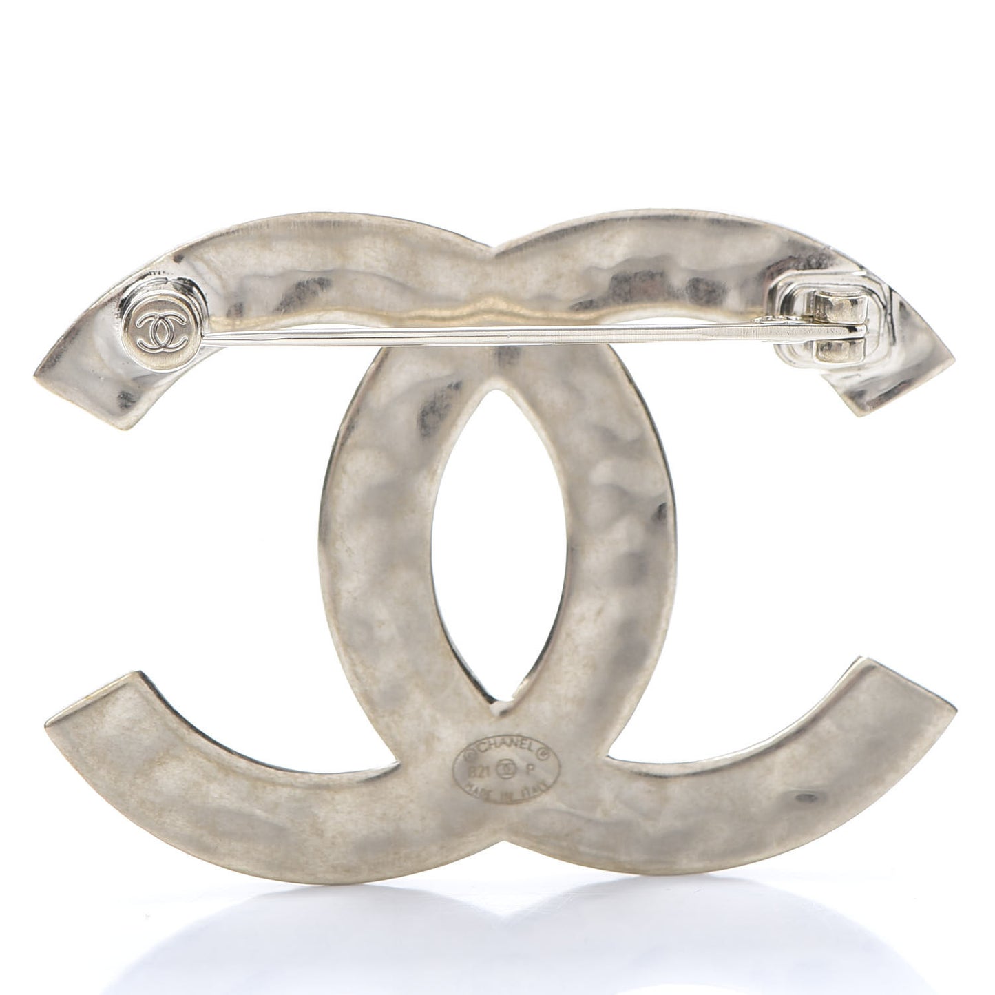 Metal CC Diamond Quilted Brooch Light Gold