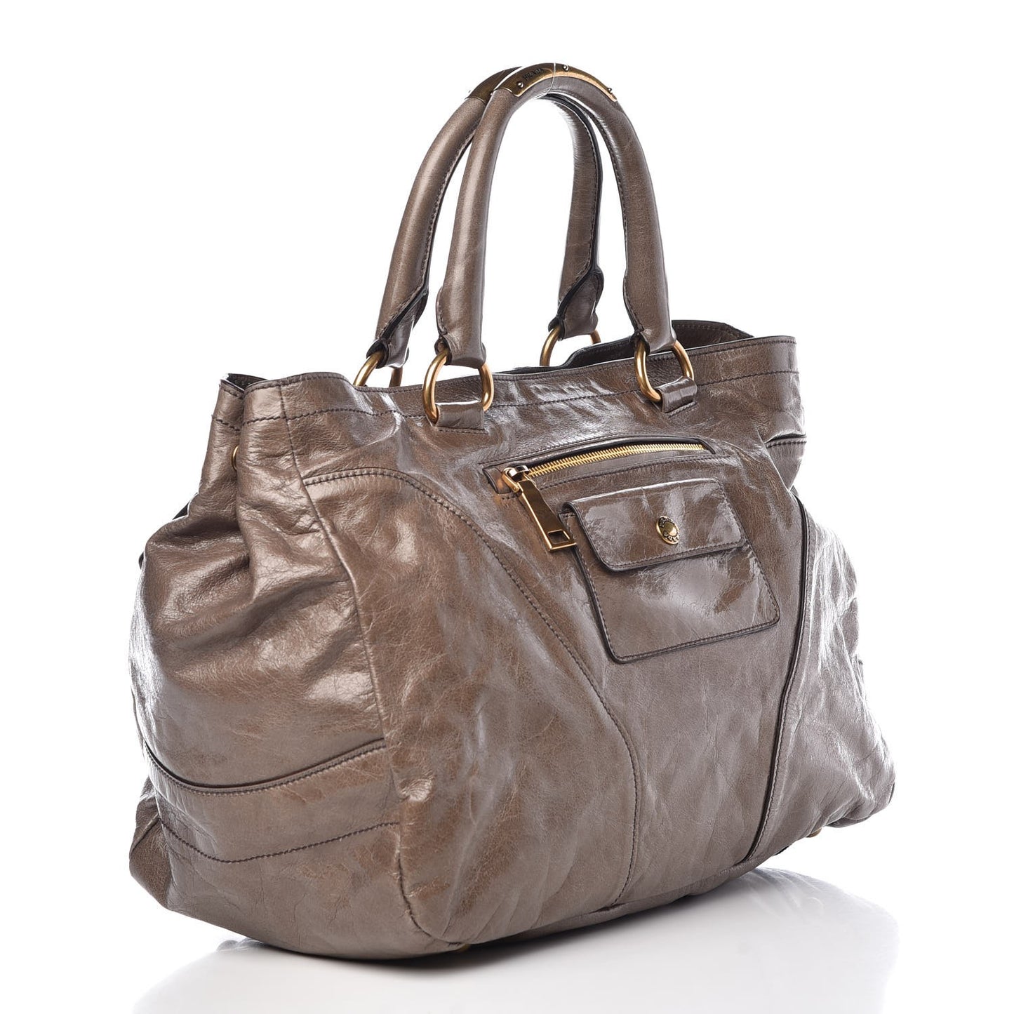 Vitello Shine Chain Tote Argilla
