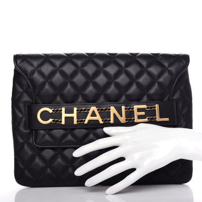Chanel Calfskin Quilted Logo Flap Case Black 2 of 8