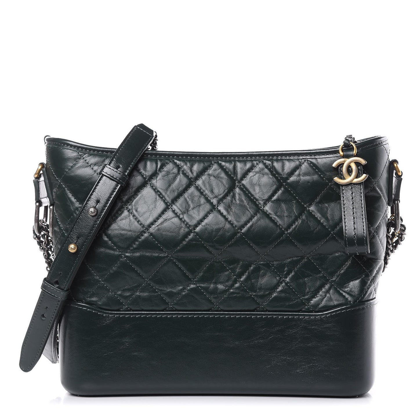 Aged Calfskin Quilted Medium Gabrielle Hobo Green