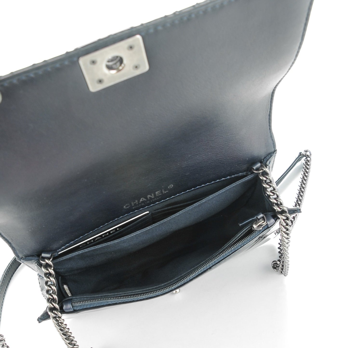 Patent Small Boy Reverso Flap Navy Blue