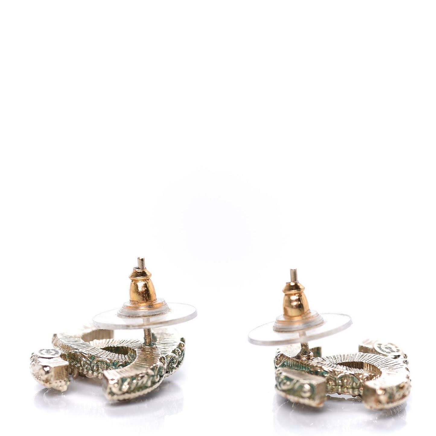 Enamel CC Baroque Earrings Black Gold