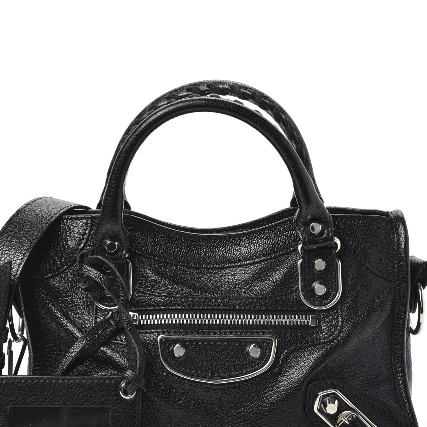 Chevre Silver Metallic Edge Hardware Mini City Black
