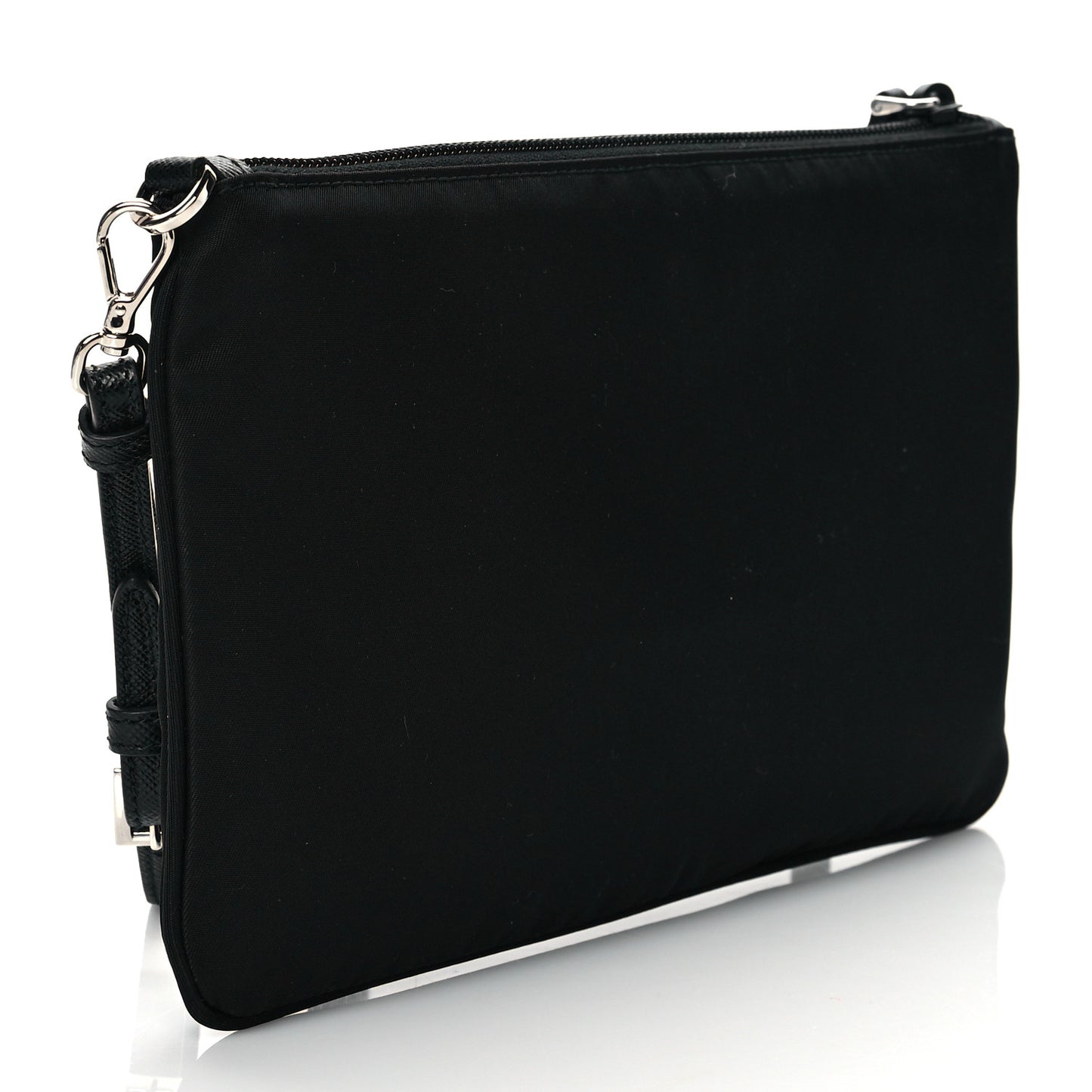 Re-Nylon Saffiano Pouch Wristlet Black