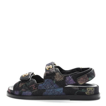 Chanel Denim Quilted Dad Sandals 38 Black Multicolor 1 of 8