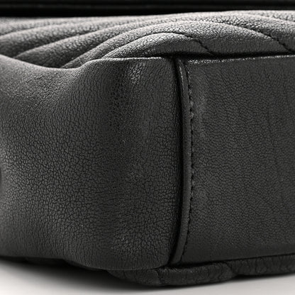 Saint Laurent Sheepskin Matelasse Chevron Monogram Medium College Bag Black 9 of 11