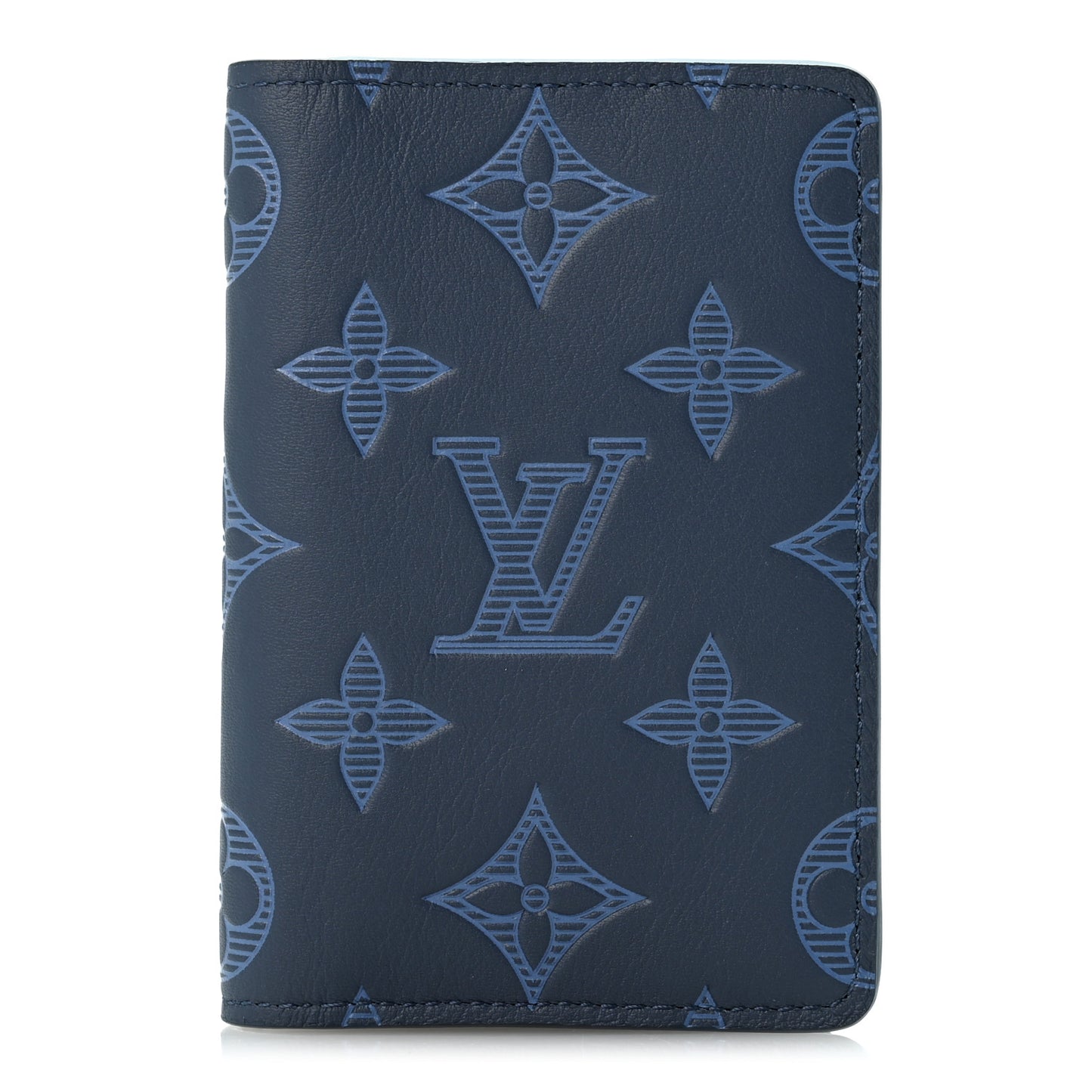 Calfskin Monogram Shadow Pocket Organizer Blue