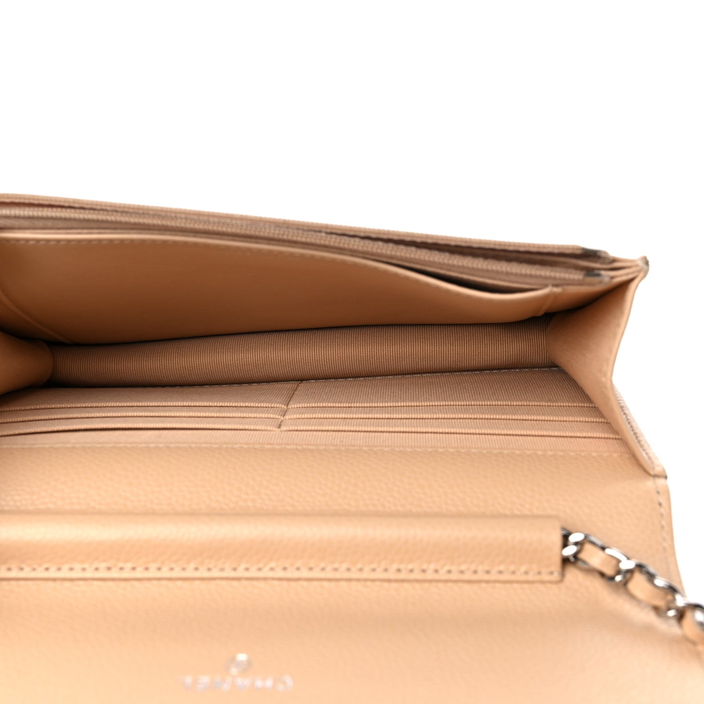 Caviar Quilted Wallet On Chain WOC Beige
