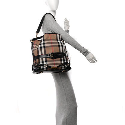 Burberry House Check Bridle Calfskin Medium Gosford Hobo Black 2 of 13