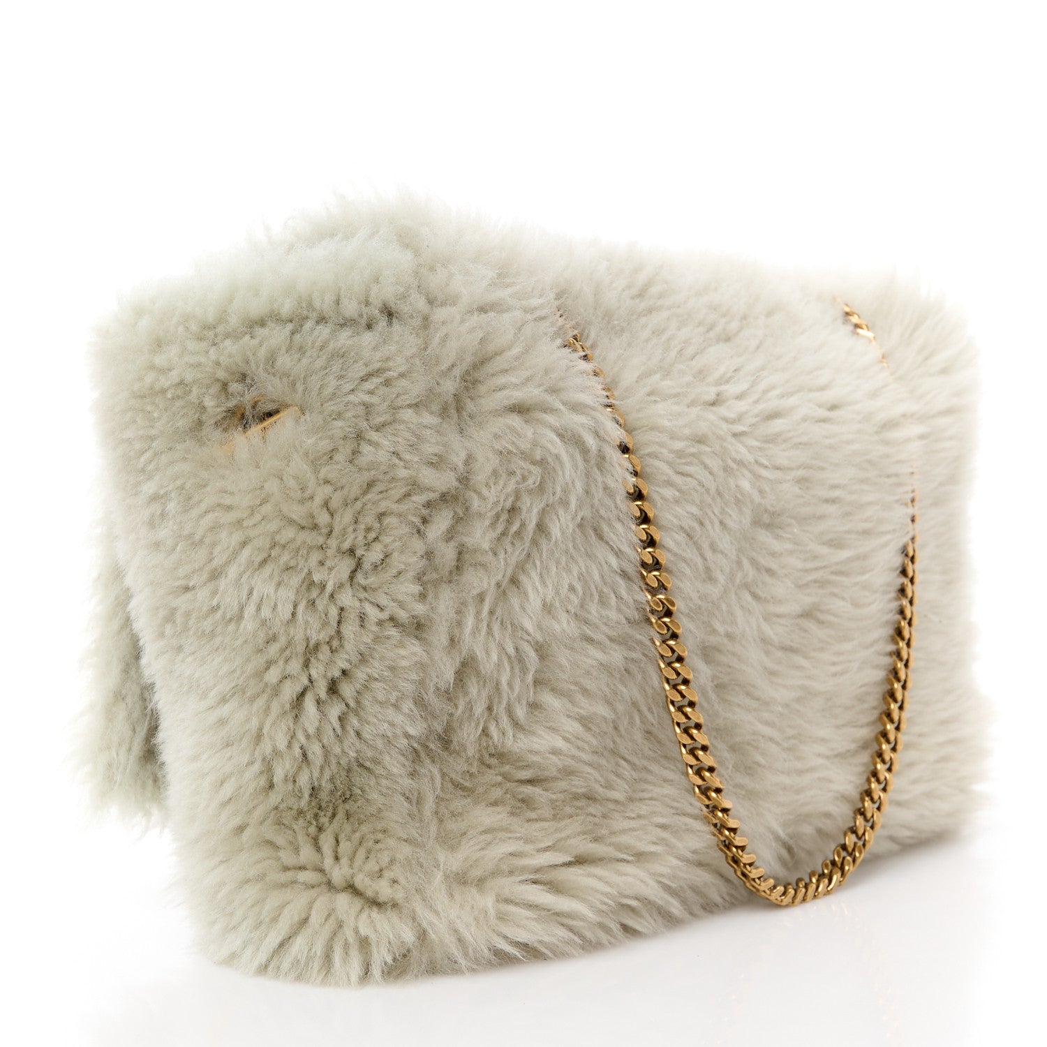 Saint Laurent Shearling Calfskin Medium Reversible Monogram Kate Satchel Grey 4 of 18