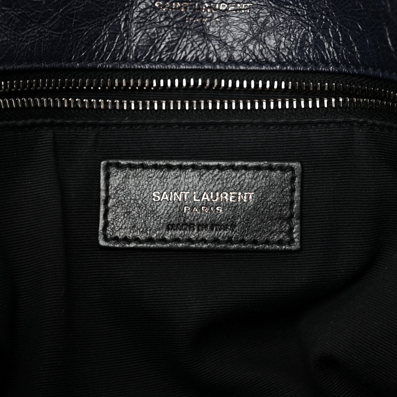 Saint Laurent Crinkled Calfskin Matelasse Monogram Large Niki Chain Satchel Deep Marine 6 of 16