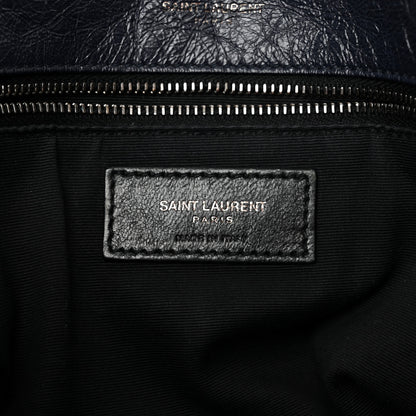 Saint Laurent Crinkled Calfskin Matelasse Monogram Large Niki Chain Satchel Deep Marine 6 of 16