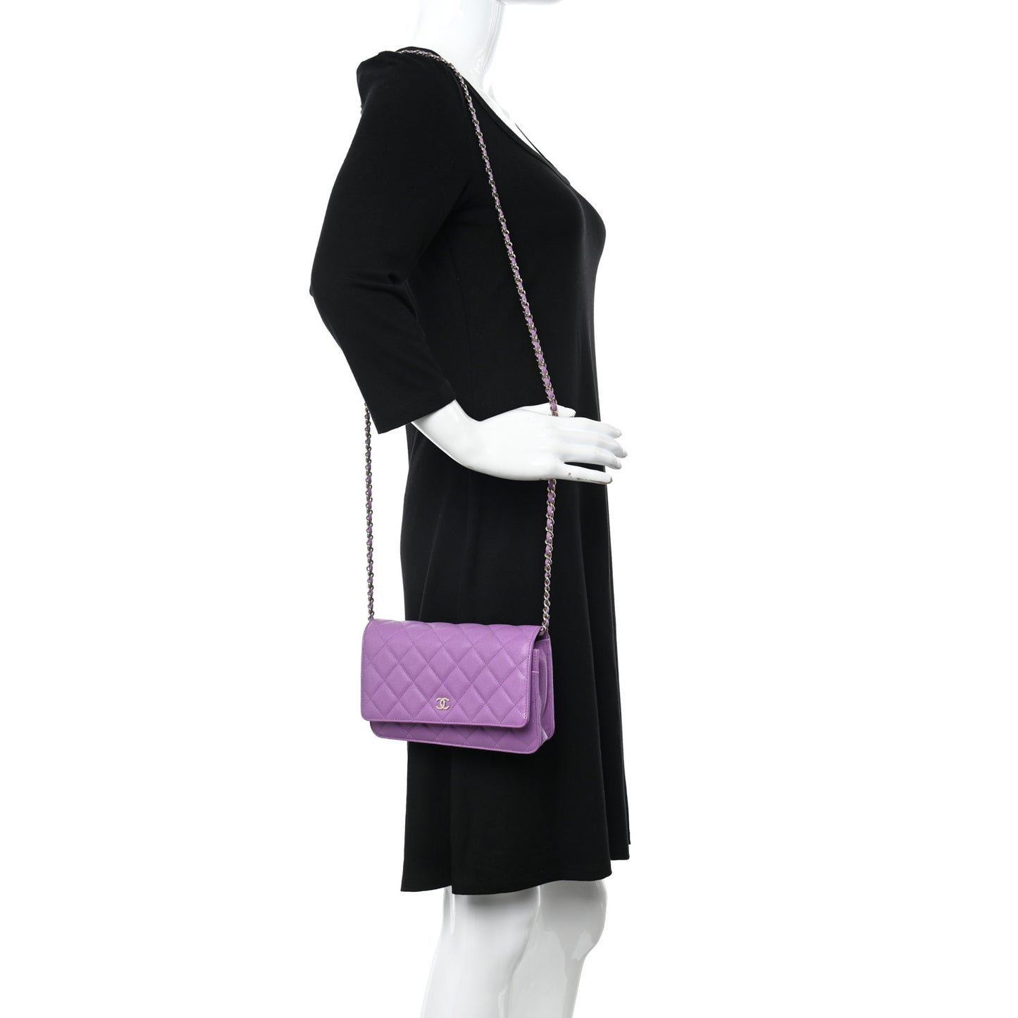 Caviar Quilted Wallet On Chain WOC Purple