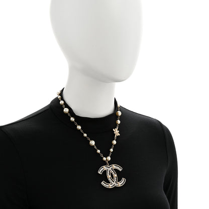 Chanel Pearl Crystal Chain CC Necklace Gold White 2 of 7