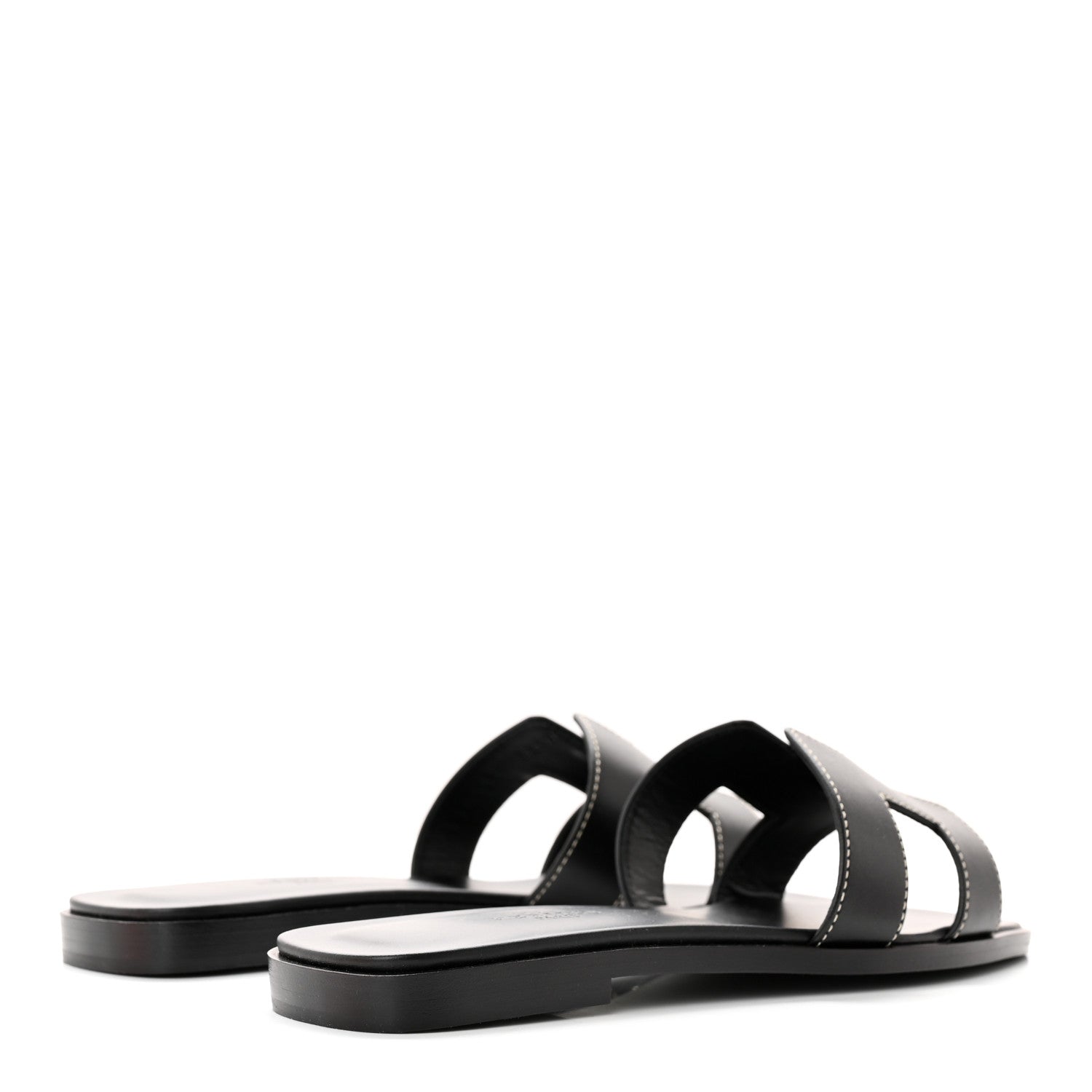 Hermes Box Calfskin Oran Sandals 35.5 Black 4 of 10