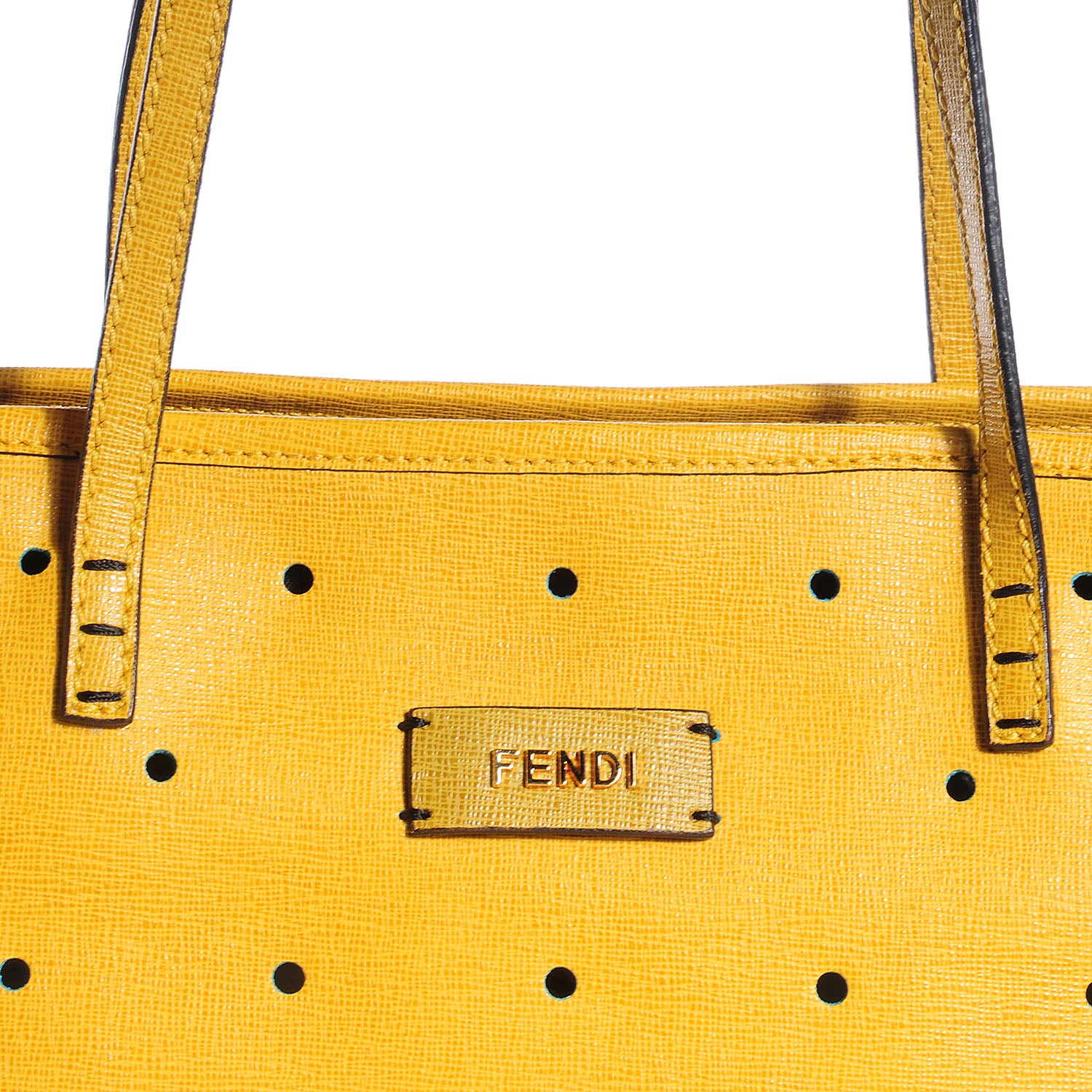 Fendi Vitello Perforated Medium Roll Tote Mimosa 6 of 11