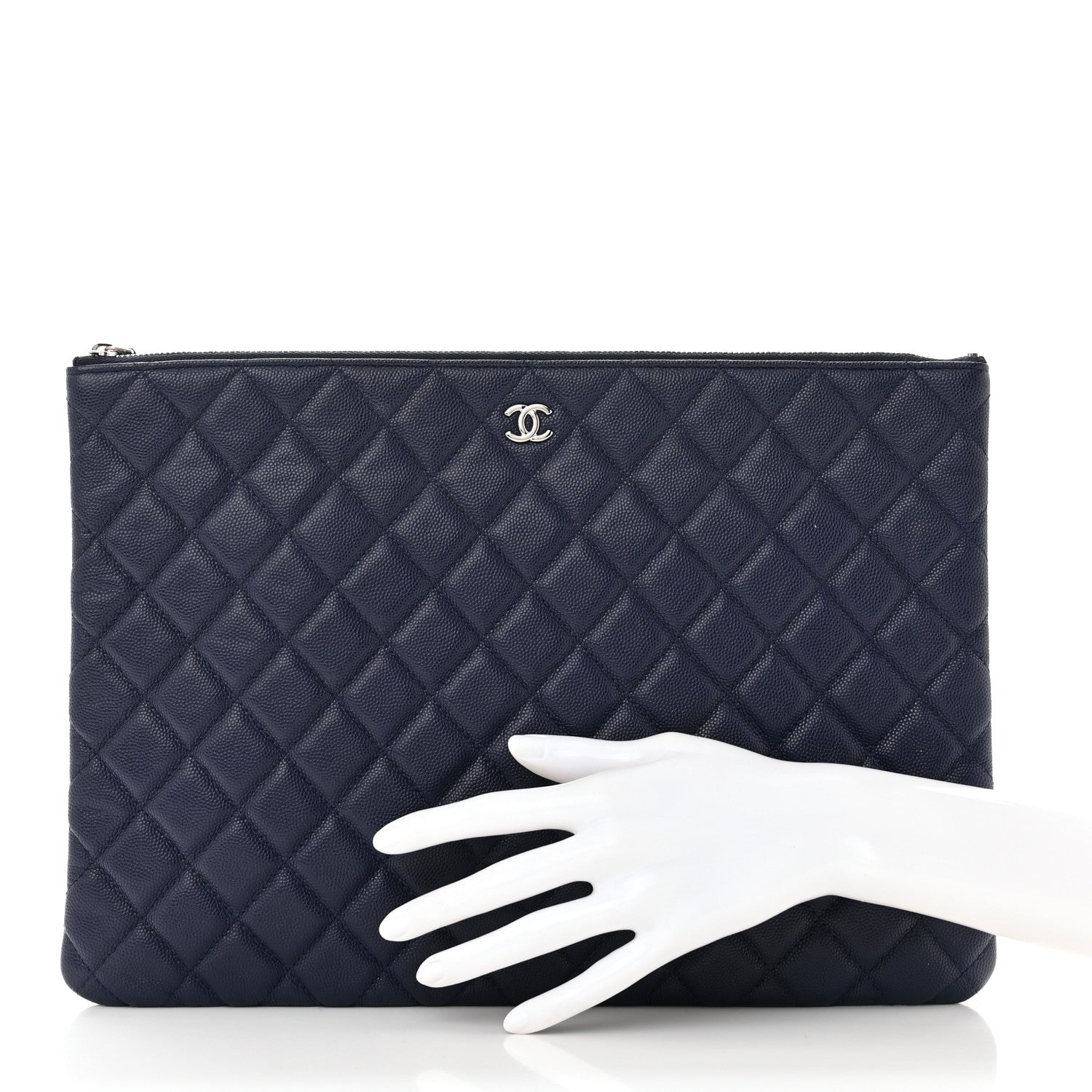 Chanel Caviar Quilted Large Cosmetic Case Navy 2 of 8