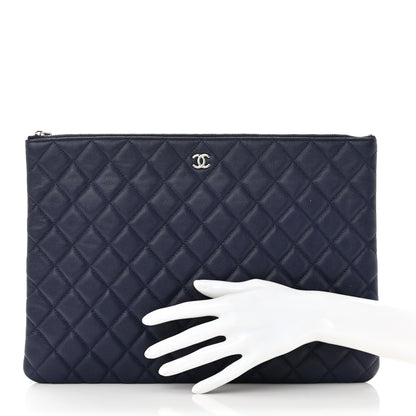 Chanel Caviar Quilted Large Cosmetic Case Navy 2 of 8