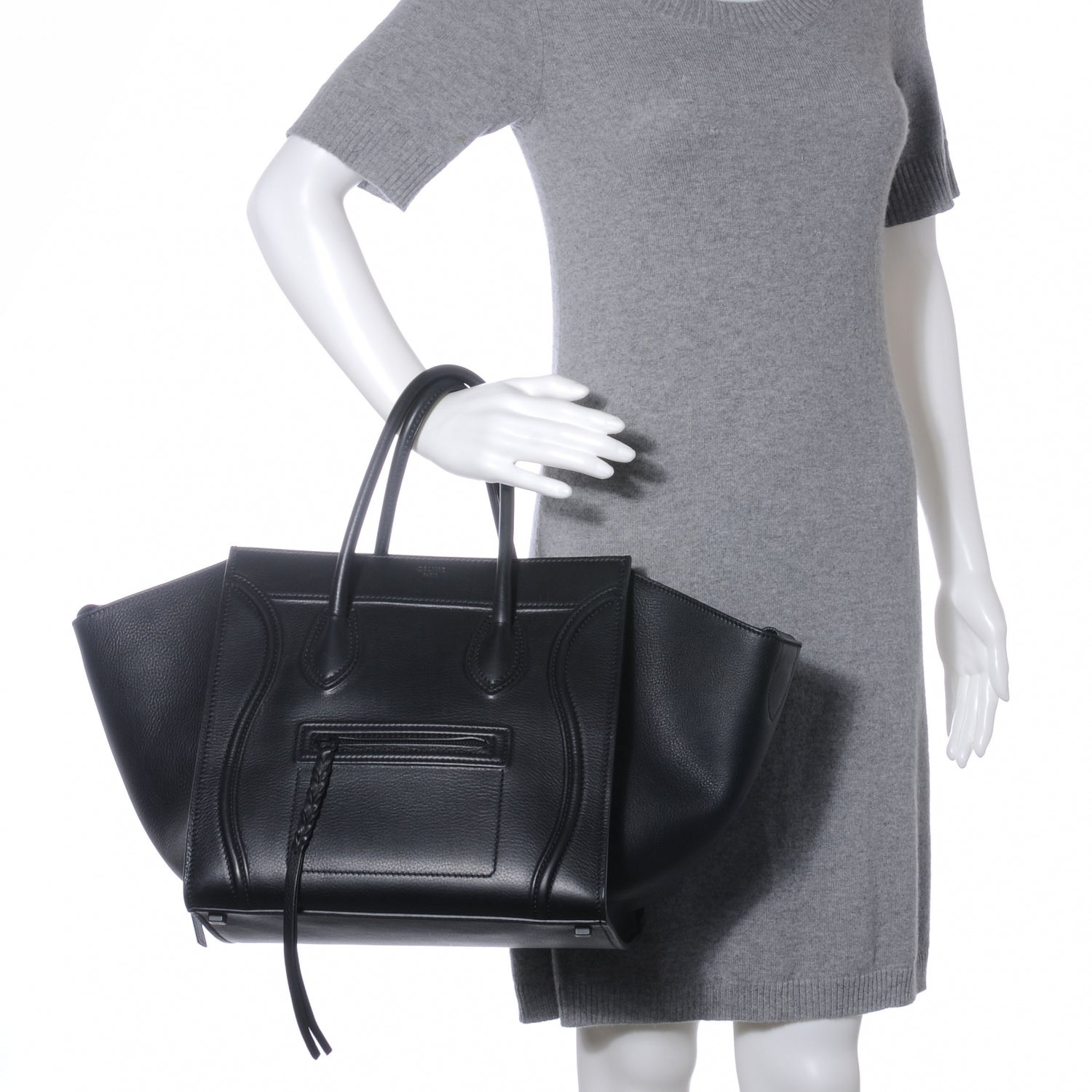 Celine Calfskin Medium Phantom Luggage Black 2 of 8