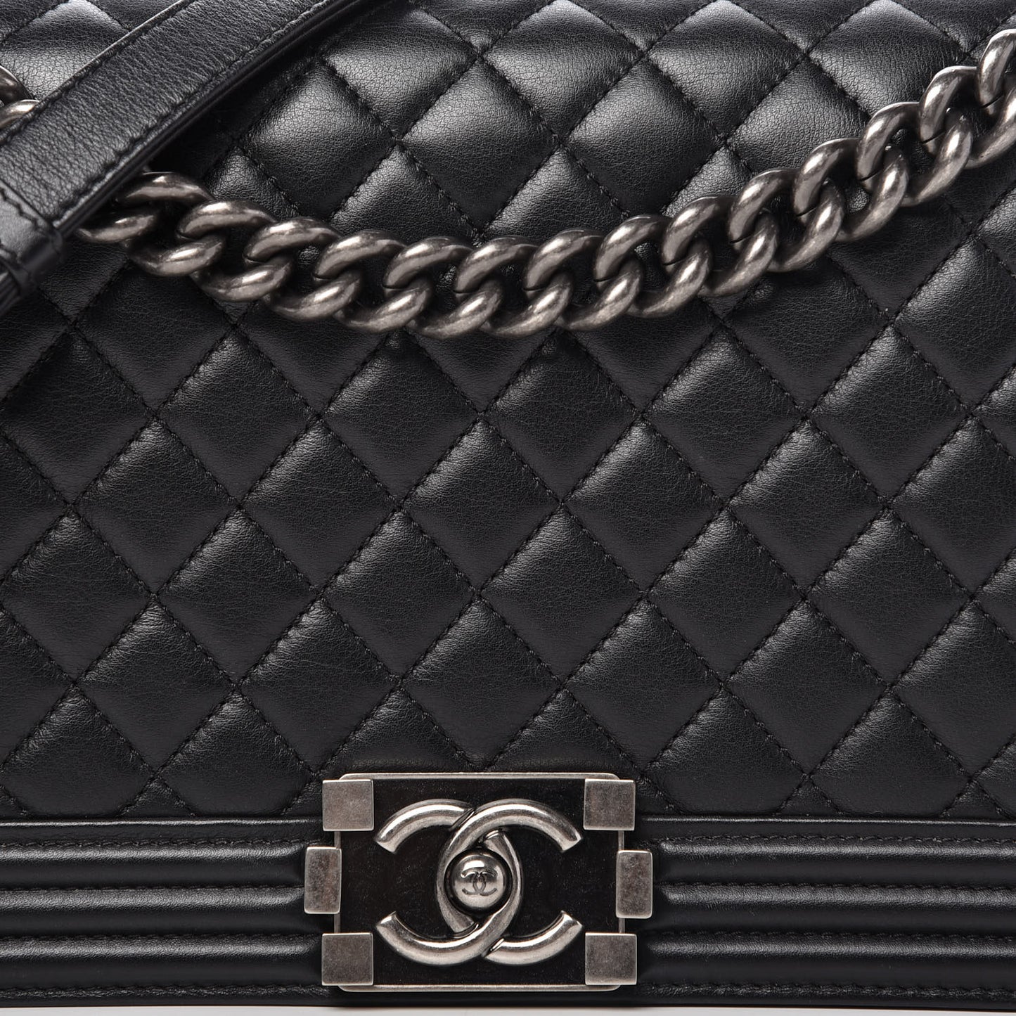 Calfskin Quilted New Medium Boy Flap Black