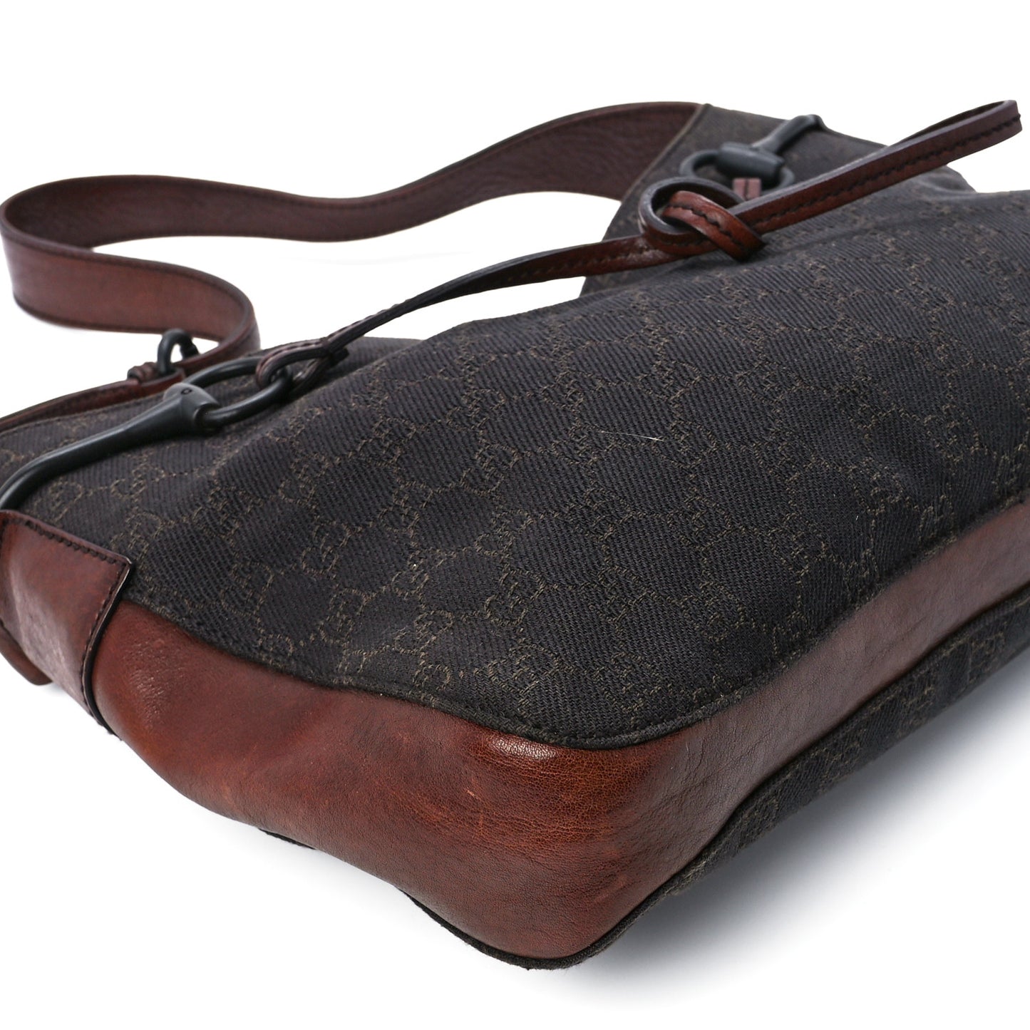 Monogram Canvas Horsebit Drawstring Hobo Brown